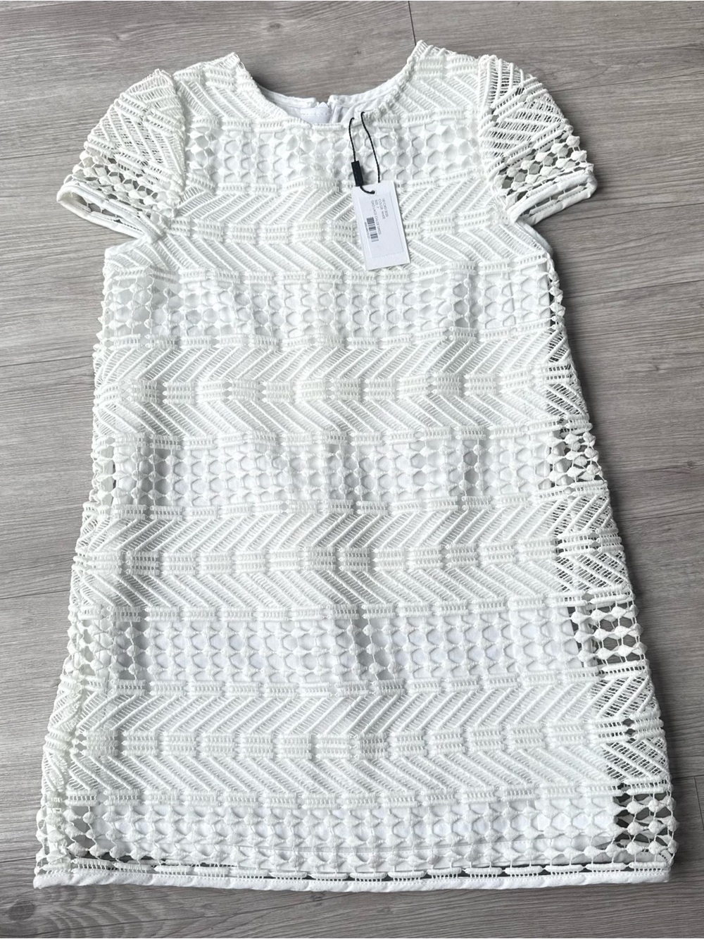 Milly Mini white geo lace chloe dress short sleeve size 7 NWT